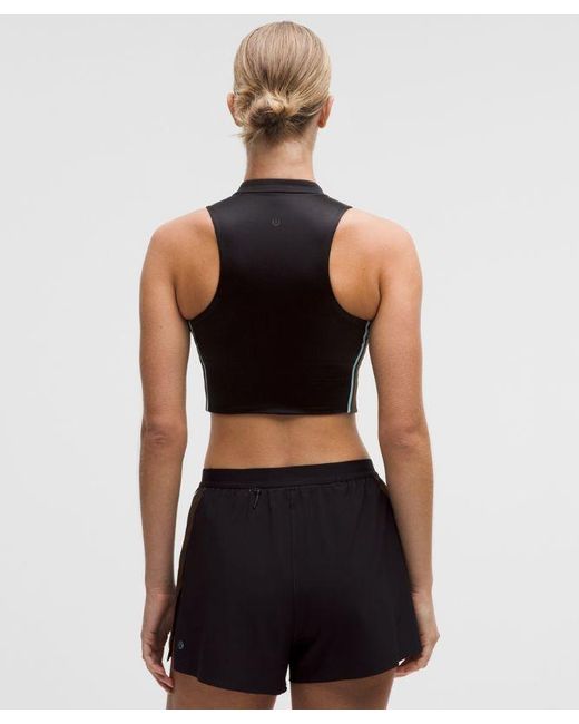 lululemon athletica Black – Satin Shine Full-Zip Tank Top Medium Support, B/C Cup Stripe – – Size Medium