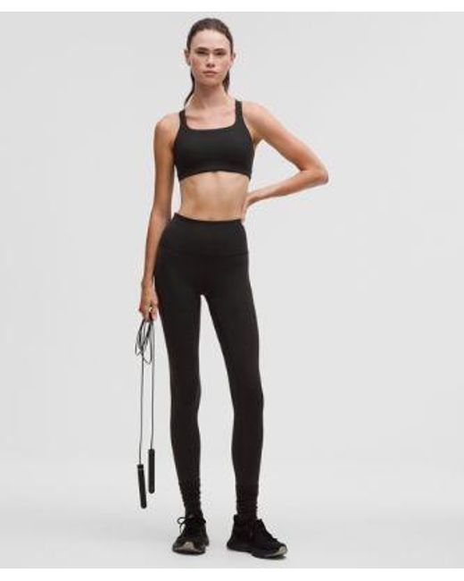 lululemon athletica Black – Ultralu Square-Neck Workout Sports Bra Medium Support, B/C Cup – – Size 14