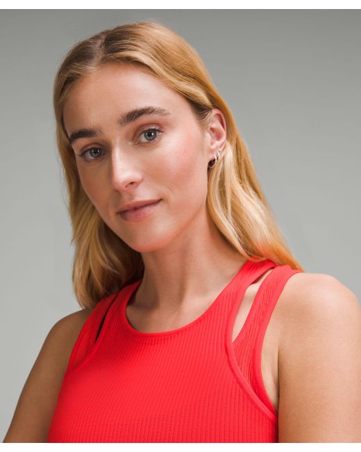 lululemon athletica Red Cut-out Knit Tank Top