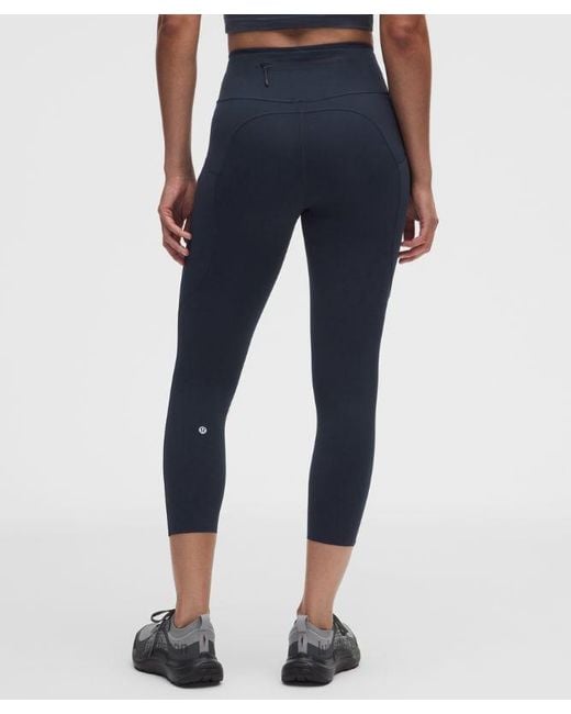 lululemon athletica Blue Fast And Free 6-Pocket High-Rise Crop 23"