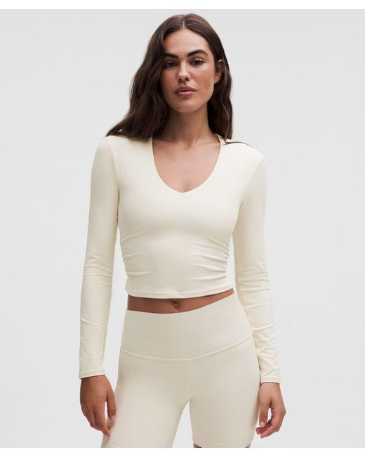 lululemon athletica White All It Takes Ribbed Nulu V-Neck Long-Sleeve Shirt