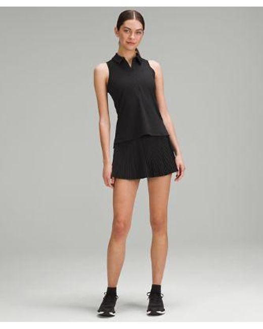 lululemon athletica Black Quick Dry Sleeveless Polo Shirt Straight Hem