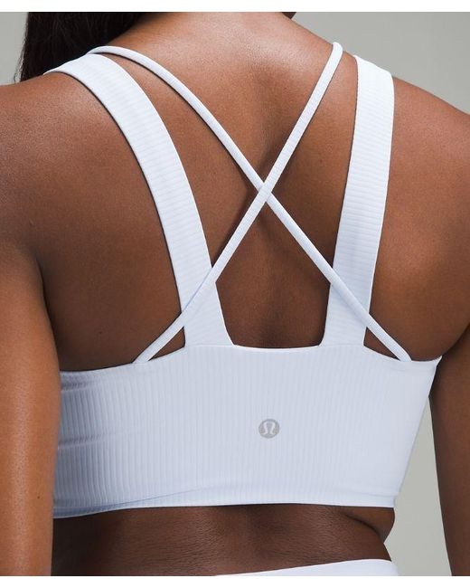 lululemon athletica White Like A Cloud Longline Ribbed Bra Light Support, D/dd Cups