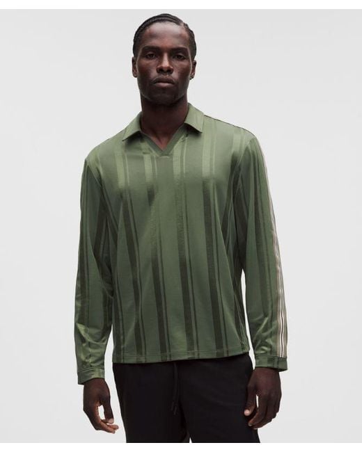 lululemon athletica Green – Knit Stripe Rugby Shirt – – Size Large for men