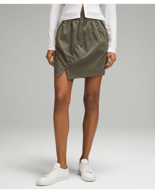 lululemon athletica Green High-rise Ruched Mini Skirt