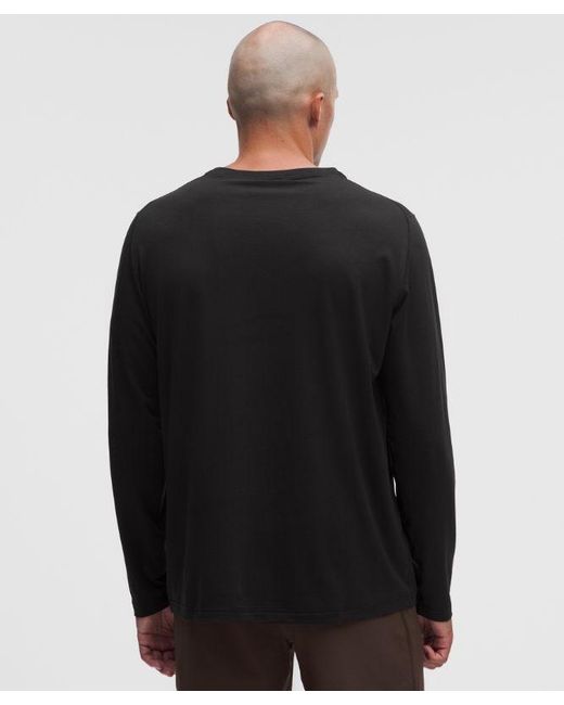 lululemon athletica Black – Everyday Classic Long-Sleeve T-Shirt – Cotton-Blend – – Size Large for men