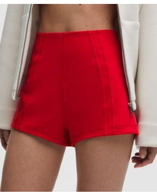 lululemon athletica Red – Define Micro Shorts Luon – /Neon – Size Large