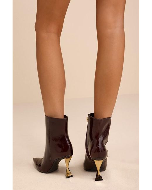 SCHUTZ SHOES Natural Elisha Maplewood Patent Pointed-Toe Ankle Booties