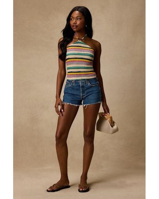 Lulus Natural Thara Multi Striped Crochet Halter Top