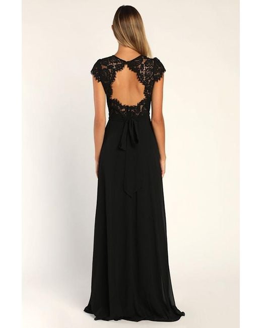 Lulus Black Momentous Moments Lace Backless Maxi Dress