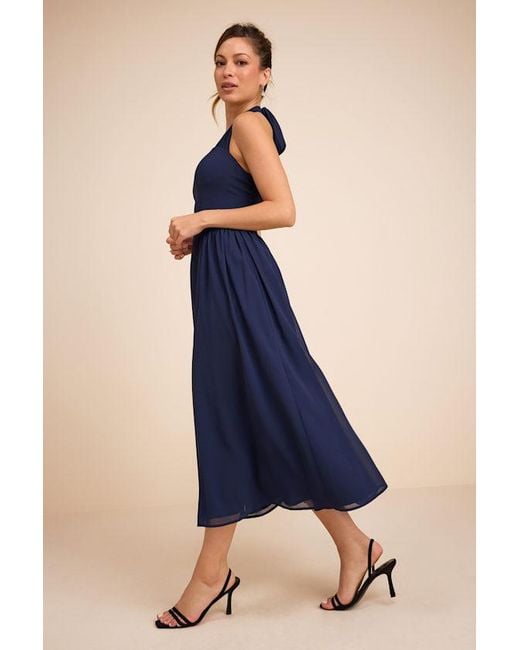 Lulus Blue Conway Halter Midi Dress