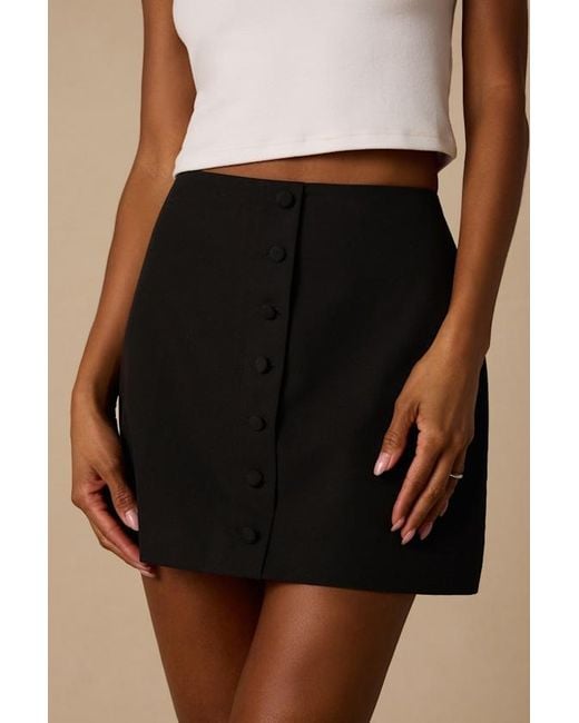 Lulus Black Stella Button-Front Mini Skirt