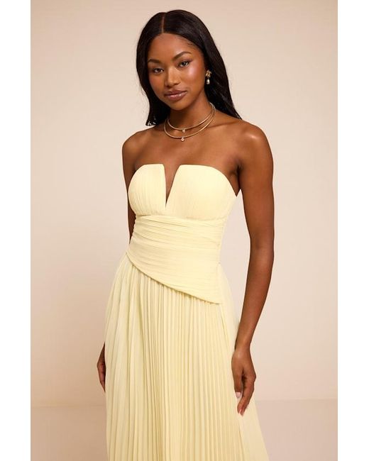 Lulus Natural Zea Pleated Drop Waist Maxi Dress