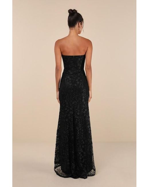 Lulus Black Romantic Beauty Floral Embroidered Strapless Maxi Dress