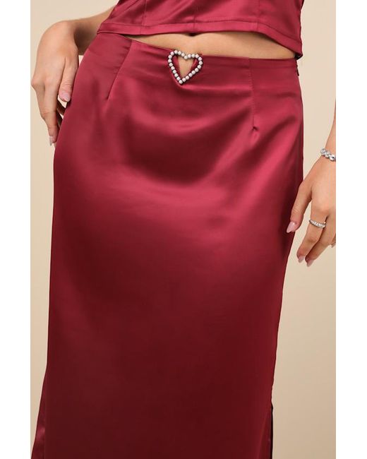 The Frolic Red Priscilla Satin Maxi Skirt