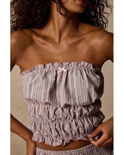 Daisy Street Brown Honeysuckle Striped Smocked Tube Top