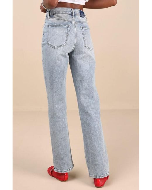 Daze Denim Blue Sundaze Light Wash Denim Straight Leg High-Rise Jeans