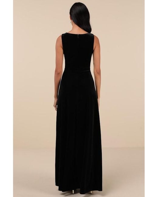 Lulus Black Beautiful Night Velvet Sleeveless Maxi Dress