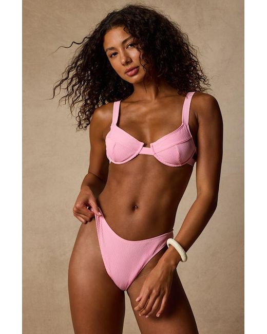 Lulus Brown Matala Ribbed Underwire Bikini Top