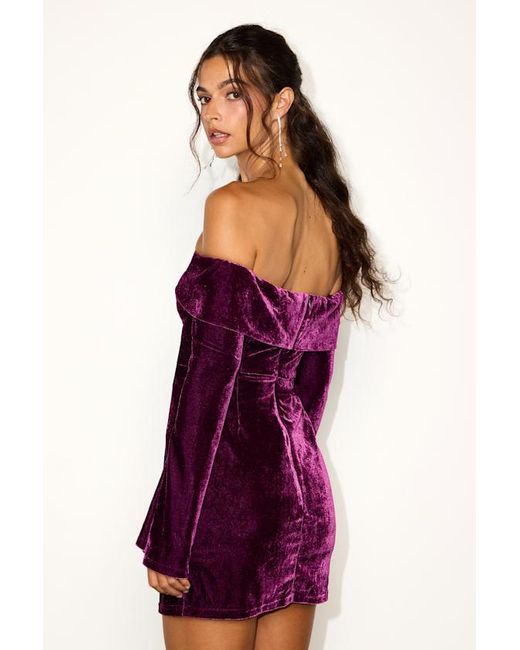 Lulus Purple Alluring Glam Plum Velvet Off-The-Shoulder Mini Dress
