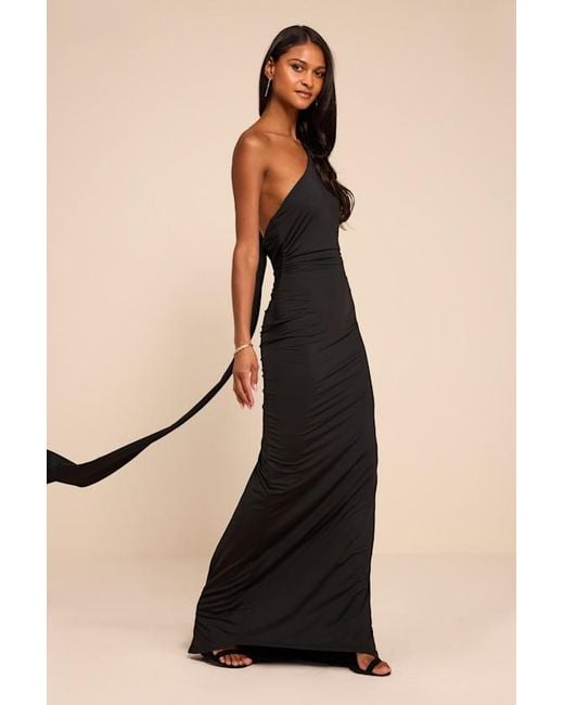 Lulus Natural Cressida Slinky Knit One-Shoulder Mermaid Maxi Dress