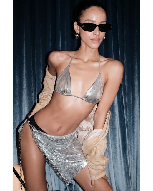 Lulus Metallic Chelsia Chain Link Asymmetrical Cover-Up Mini Skirt