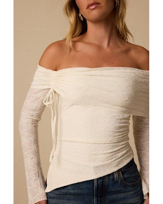 Lulus Natural Janae Lace Off-The-Shoulder Top