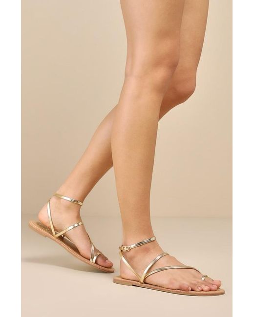 Lulus Natural Shiloe Flat Ankle Strap Sandals