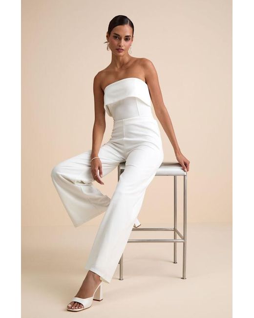 Lulus Natural Carmo Strapless Straight Leg Jumpsuit