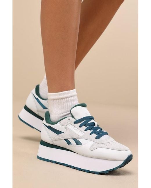Reebok White Classic Leather Triple Lift Moon And Platform Sneakers
