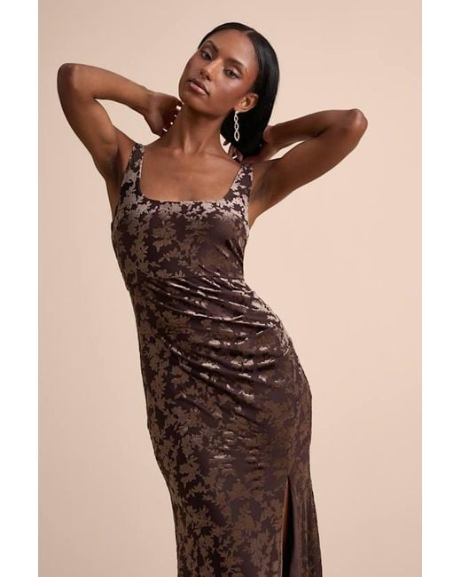 Lulus Women's Black Miraya Dark Burnout Velvet Maxi Dress