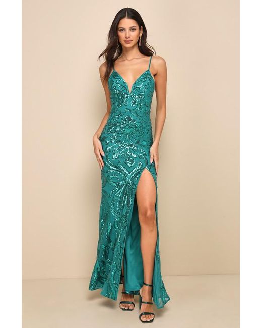 Lulus Blue Made For Magic Sequin Mermaid Maxi Dress