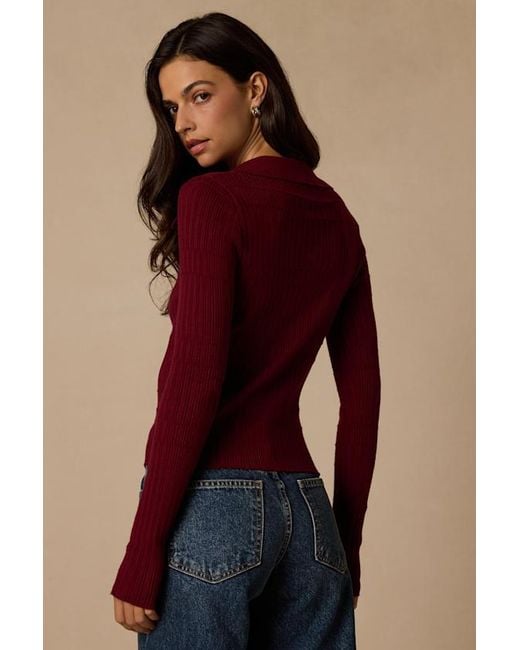 Lulus Ashley Ribbed Collared Sweater Knit Top