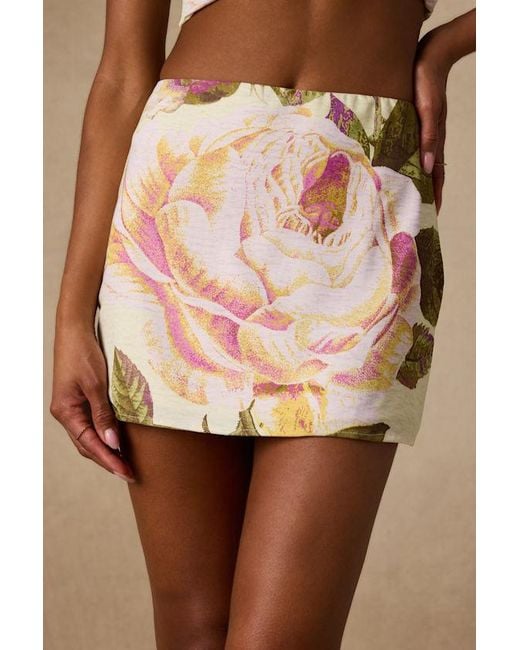 Lulus Pink Dawson Floral Satin Mini Skirt