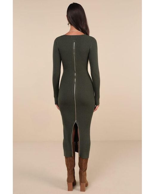 Lulus Natural Everyday Beauty Long Sleeve Ribbed Knit Sweater Dress