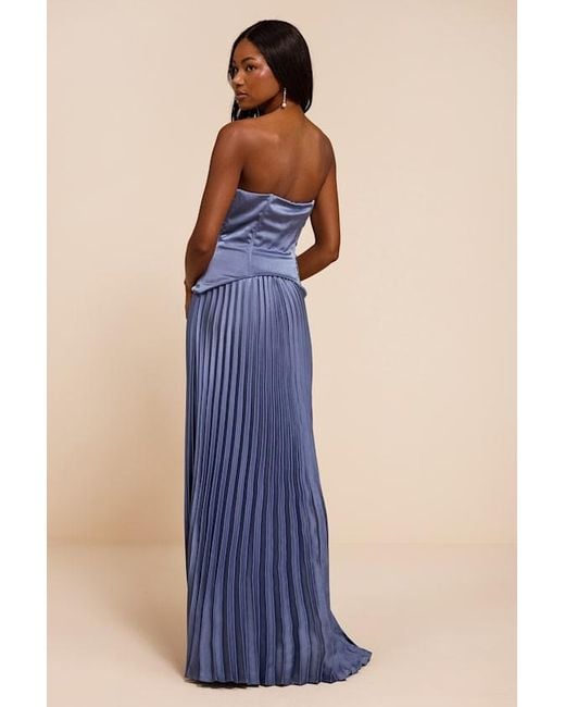 Lulus Blue Makani Satin Bustier Maxi Dress