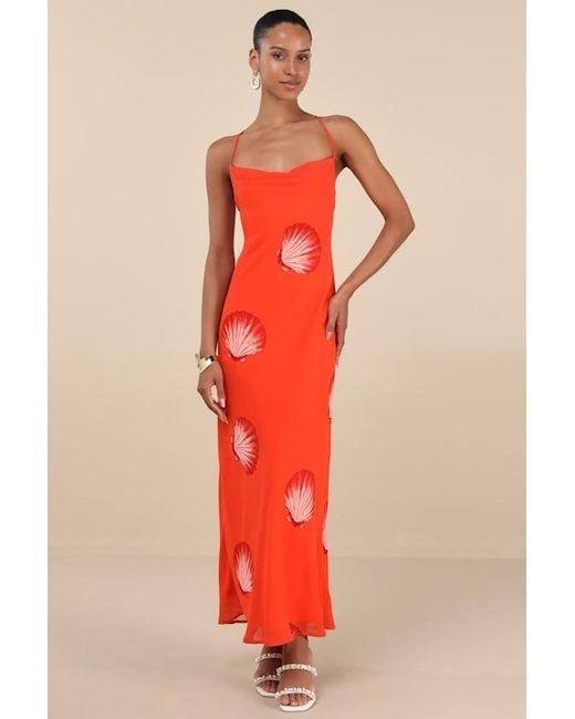 sachin and babi light blue dress Lulus Thalassa Bright Seashell Backless Maxi Dress in Red