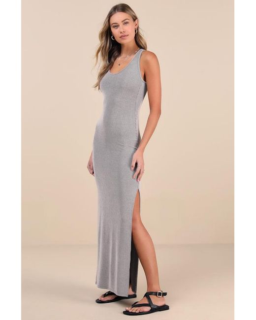 Lulus Natural Relaxed But Not Least Ribbed Sleeveless Maxi Dress