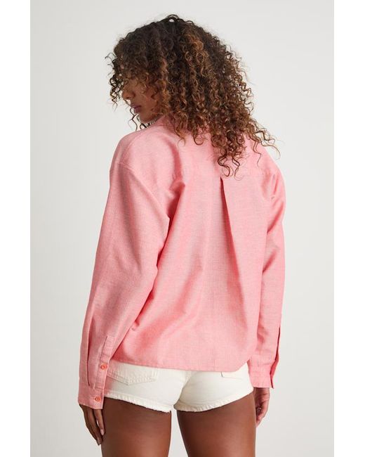 Lulus Pink Verena Bright Striped Collared Button-Up Top