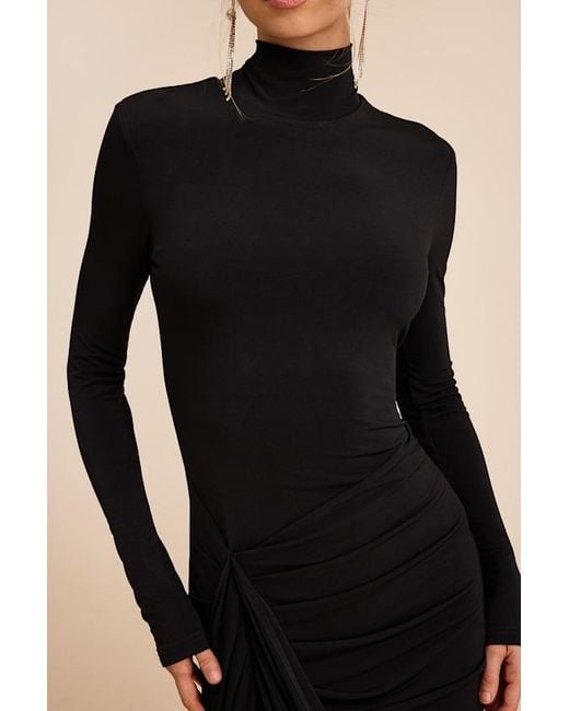 Lulus Natural Tassana Jersey Knit Mock Neck Maxi Dress
