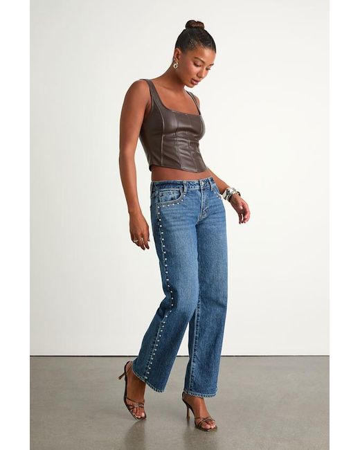 Just Black Blue Kastela Dark Wash Studded Low-Rise Jeans
