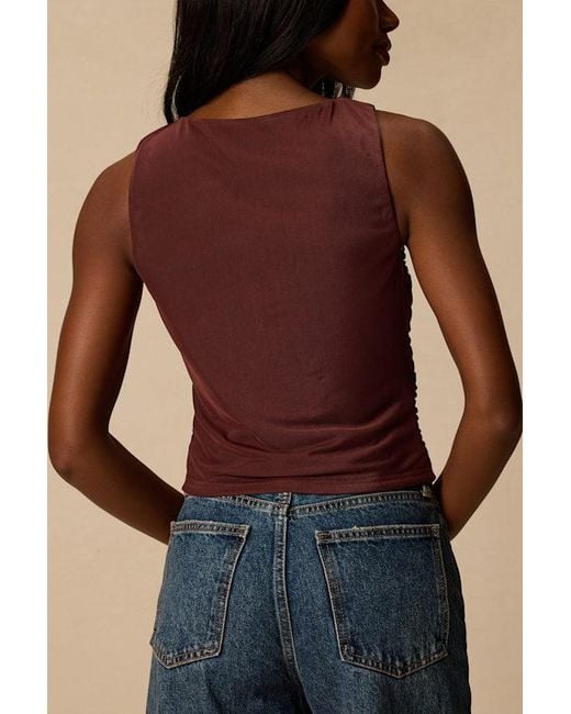 Lulus Red Camari Mesh Ruched Tank Top