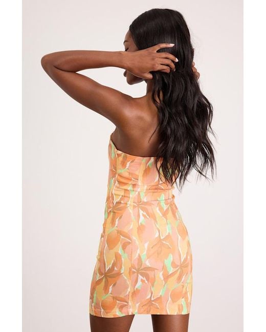 Lulus Brown Rovena Multi Floral Print Mini Dress