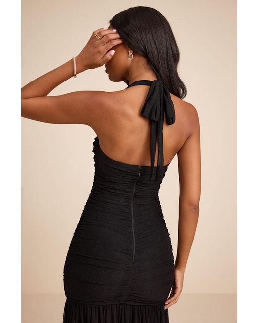 Lulus Natural Ahana Mesh Sheer Hem Maxi Dress
