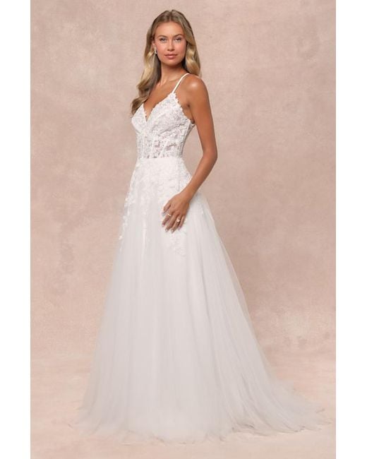 Lulus Natural Glorious Luxury Sheer Tulle Embroidered Beaded Maxi Dress