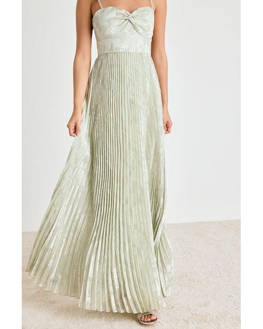 Lulus Green Candia Sage Floral Jacquard Satin Maxi Dress