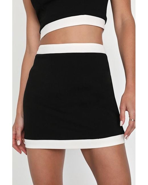 Lulus Black Totally Sensational Color Block Bodycon Mini Skirt