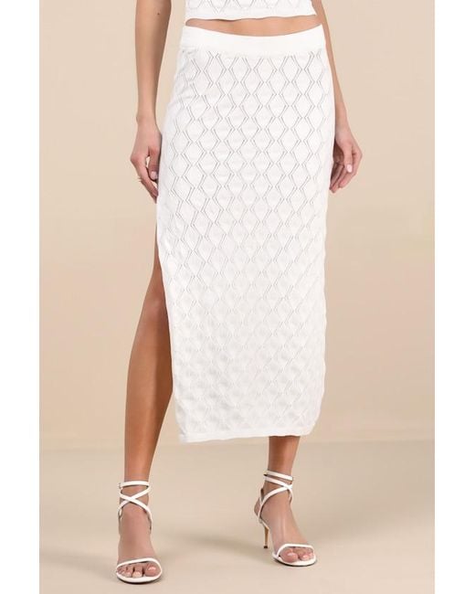 Rhythm Natural Daisy Pointelle Knit Midi Skirt