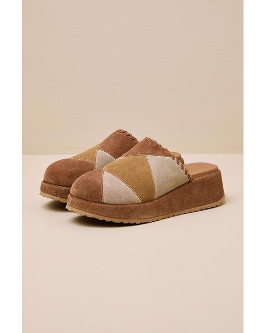 Seychelles Brown Whammy Multi Patchwork Suede Platform Mule Clogs