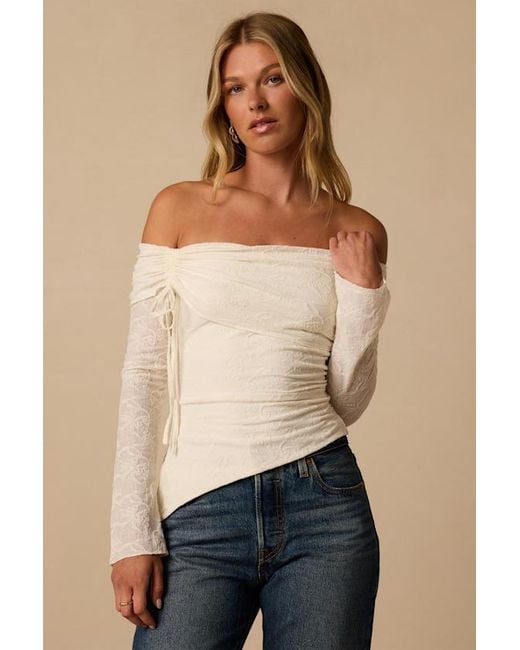 Lulus Natural Janae Lace Off-The-Shoulder Top